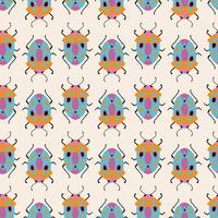 Seamless pattern with cute bugs. Colorful hand drawn vector illustration