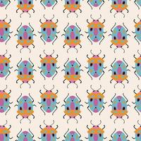 Seamless pattern with cute bugs. Colorful hand drawn vector illustration