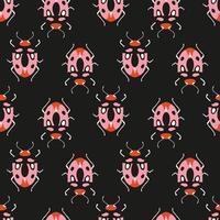 Seamless pattern with cute bugs. Colorful hand drawn vector illustration