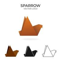 Origami vector logo set with sparrow. isolated Logo in different variations. Gradient, color, black and outline logotype for company, graphic design and so on.