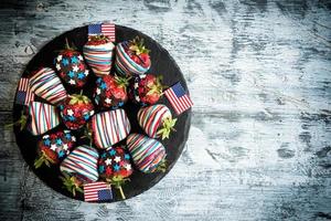 Strawberries in chocolate with usa decoration photo