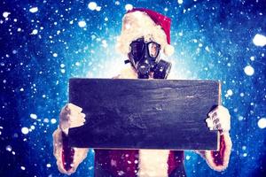 Santa with gas mask photo