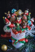 Christmas cake pops in the basket photo