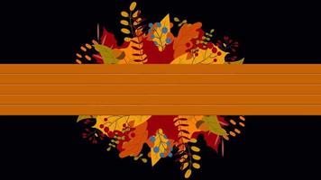 Autumn animation with leaves and berries. Autumn season decorative animation. Greeting card animation. Transparent background with alpha channel video