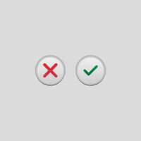 consent and rejection buttons colored vector icon illustration