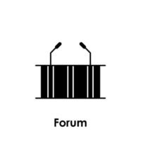 forum, stand, microphone vector icon illustration