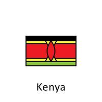 National flag of Kenya in simple colors with name vector icon illustration