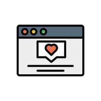 Browser, web site, heart, comment vector icon illustration