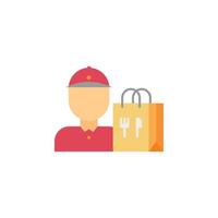 Food delivery, bag, courier, eat, food restaurant color vector icon illustration