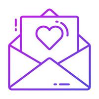 Letter envelope having page with heart, vector of good feedback
