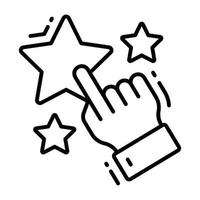 Three star with hand showing concept of rating icon in modern style vector