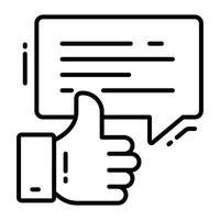 Thumb up with chat bubble denoting good feedback vector in modern style