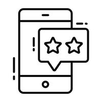 Stars inside chat bubble with mobile denoting mobile app rating vector