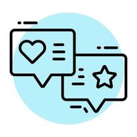 Chat bubbles having heart and star concept of feedback comments vector