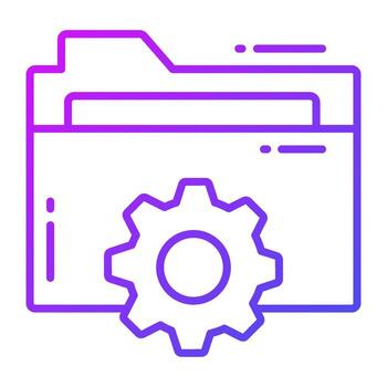 engranaje con carpeta, icono de carpeta ajuste en moderno estilo vector