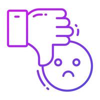 Thumb down with emoji showing dislike vector design