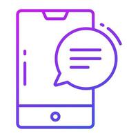 Chat bubble with mobile, vector design of mobile conversation in modern style