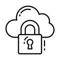 Padlock with cloud showing concept of cloud security vector