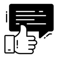 Thumb up with chat bubble denoting good feedback vector in modern style