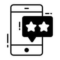 Stars inside chat bubble with mobile denoting mobile app rating vector