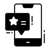 Star inside chat bubble with mobile denoting mobile app rating vector