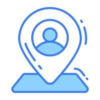 User inside map pointer denoting concept of user location vector