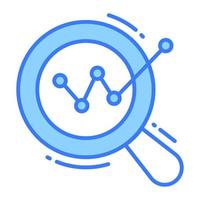 Growing chart with magnifier, concept of data data analytics vector