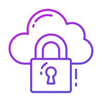 Padlock with cloud showing concept of cloud security vector