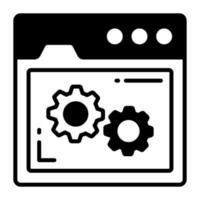 Cogwheels inside webpage denoting concept of web setting icon, premium vector