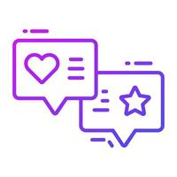 Chat bubbles having heart and star concept of feedback comments vector