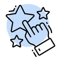 Three star with hand showing concept of rating icon in modern style vector