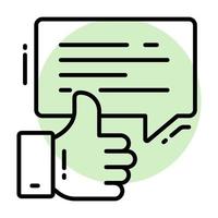 Thumb up with chat bubble denoting good feedback vector in modern style