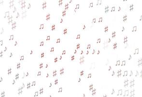 Light Red vector backdrop with music notes.