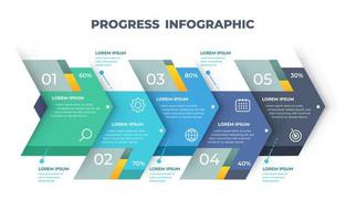 horizontal Progreso bar infografía modelo vector