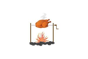 grilled chicken illustration vector
