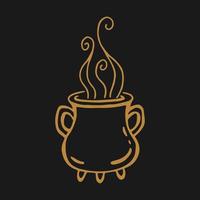 Magic cauldron. Hand drawn vector illustration.