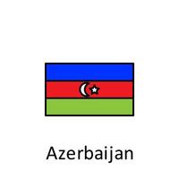 National flag of Azerbaijan in simple colors with name vector icon illustration