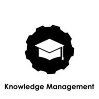 gear, student hat, knowledge management vector icon illustration