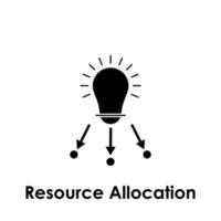 bulb, arrow, resource allocation vector icon illustration