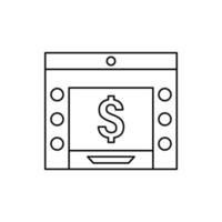 Cajero automático, dólar, efectivo vector icono ilustración