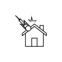 falling meteorite at home line vector icon illustration