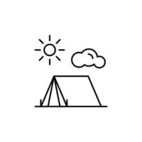 Tent, travel, cloud vector icon illustration