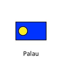 National flag of Palau in simple colors with name vector icon illustration