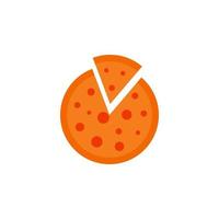 chopped pizza colored vector icon illustration