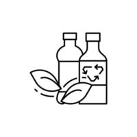 Recycling sign, leafs, bottle vector icon illustration