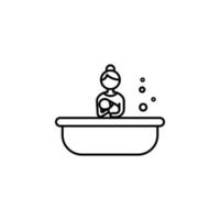 baño, madre, bebé vector icono ilustración
