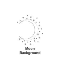 Moon round background, hand drawn in round vector icon illustration