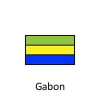 National flag of Gabon in simple colors with name vector icon illustration