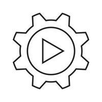 gear play icon vector for website, UI Essential, symbol, presentation