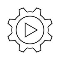 gear play icon vector for website, UI Essential, symbol, presentation